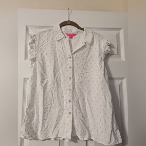 Lilly Pulitzer White and Gold Blouse